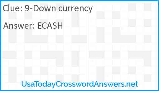9-Down currency Answer