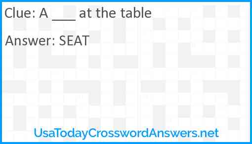 A ___ at the table Answer