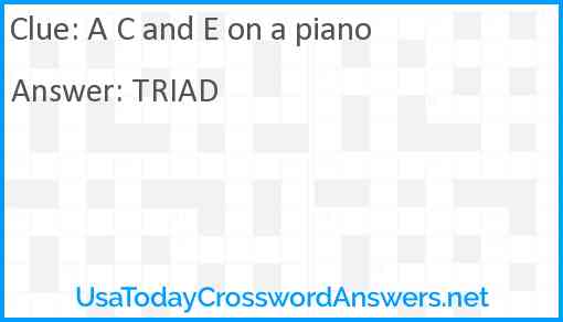 A C and E on a piano Answer
