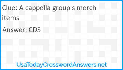 A cappella group's merch items Answer