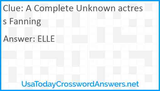 A Complete Unknown actress Fanning Answer