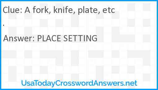 A fork, knife, plate, etc. Answer