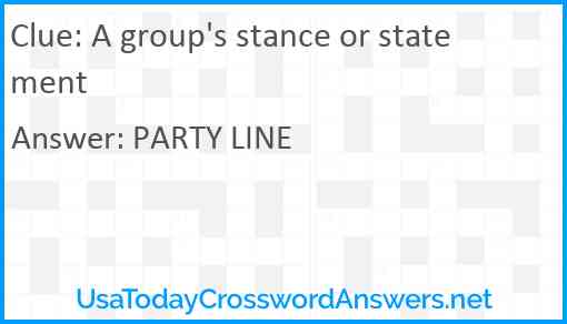 A group's stance or statement Answer