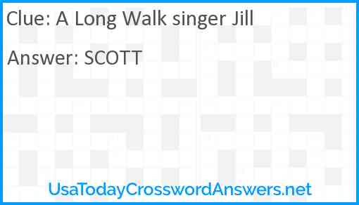 A Long Walk singer Jill Answer