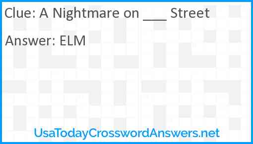 A Nightmare on ___ Street Answer