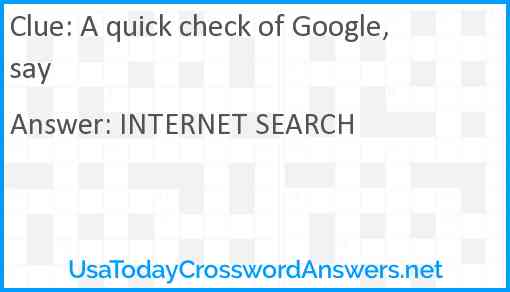 A quick check of Google, say Answer