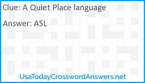 A Quiet Place language Answer