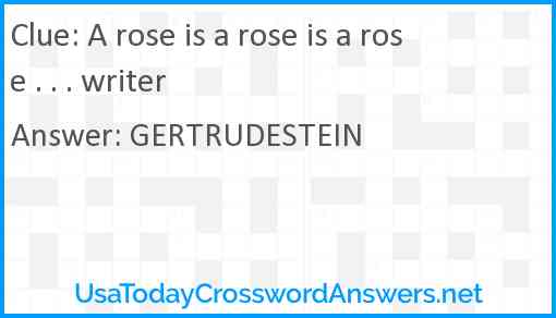 A rose is a rose is a rose . . . writer Answer