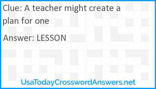 A teacher might create a plan for one Answer