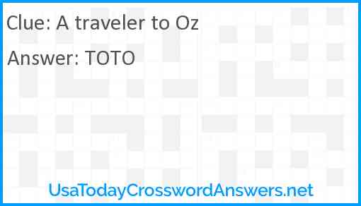 A traveler to Oz Answer