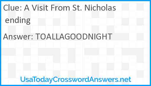 A Visit From St. Nicholas ending Answer