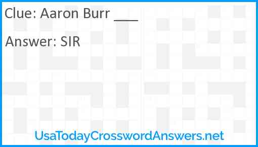 Aaron Burr ___ Answer