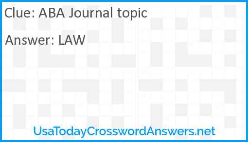 ABA Journal topic Answer