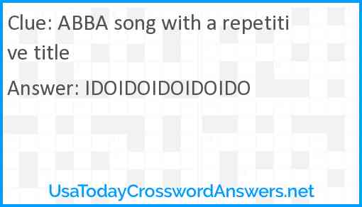 ABBA song with a repetitive title crossword clue