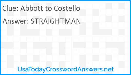 Abbott to Costello Answer