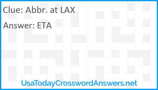 Abbr. at LAX Answer
