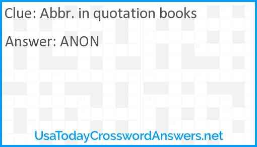 Abbr. in quotation books Answer