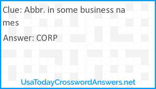 Abbr. in some business names Answer