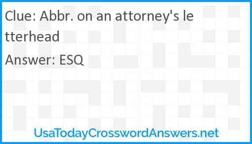 Abbr. on an attorney's letterhead Answer