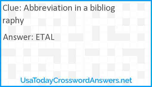 Abbreviation in a bibliography Answer