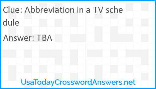 Abbreviation in a TV schedule Answer
