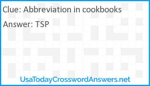 Abbreviation in cookbooks Answer