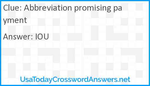 Abbreviation promising payment Answer