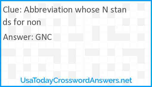Abbreviation whose N stands for non Answer