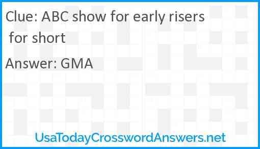 ABC show for early risers for short Answer