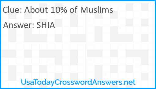 About 10% of Muslims Answer