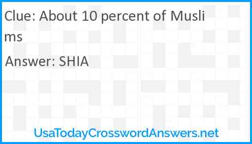 About 10 percent of Muslims Answer