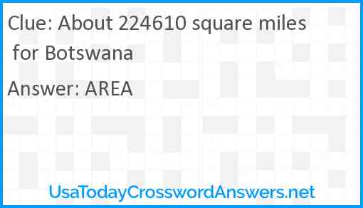 About 224610 square miles for Botswana Answer