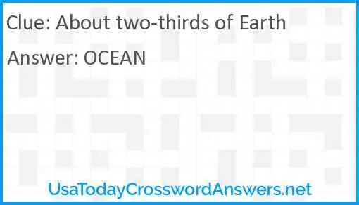 About two-thirds of Earth Answer