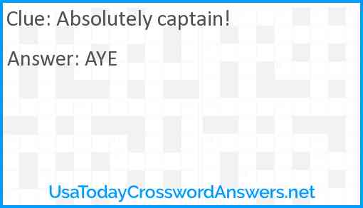 Absolutely captain! Answer