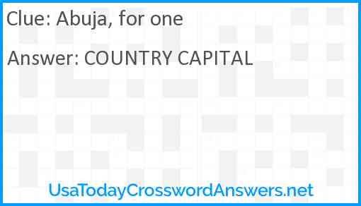 Abuja, for one Answer