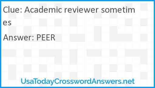 Academic reviewer sometimes Answer