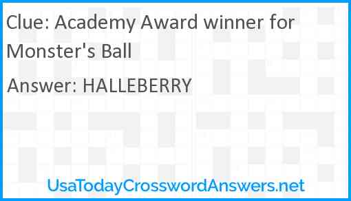 Academy Award winner for Monster's Ball Answer