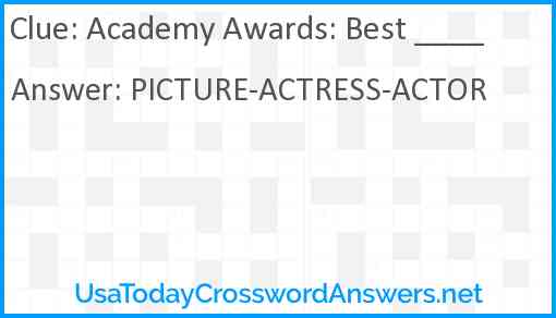 Academy Awards: Best ____ Answer
