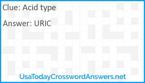 Acid type crossword clue UsaTodayCrosswordAnswers net