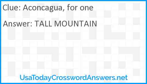 Aconcagua, for one Answer