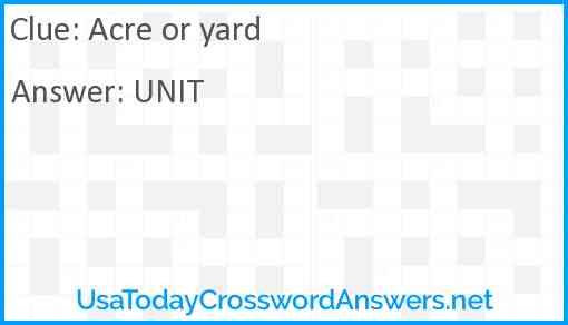 Acre or yard Answer