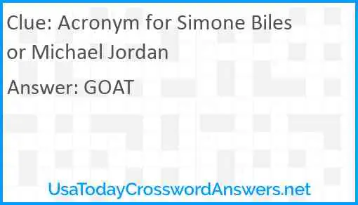 Acronym for Simone Biles or Michael Jordan Answer