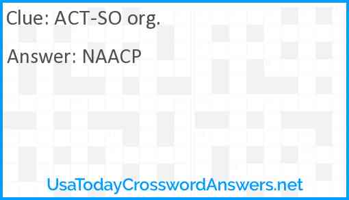 ACT SO org crossword clue UsaTodayCrosswordAnswers net