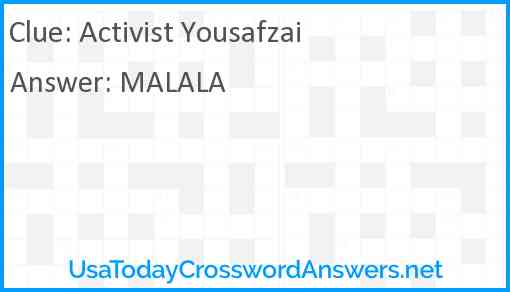 Activist Yousafzai Answer
