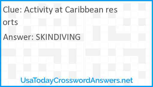 Activity at Caribbean resorts Answer