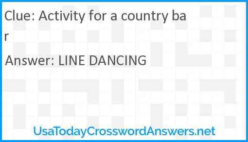 Activity for a country bar Answer