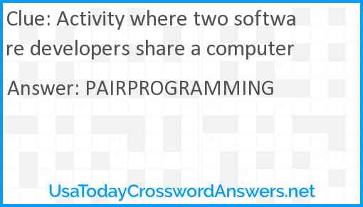 Activity where two software developers share a computer Answer