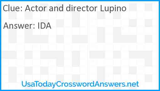 Actor and director Lupino Answer