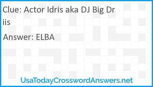 Actor Idris aka DJ Big Driis Answer
