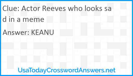 Actor Reeves who looks sad in a meme Answer